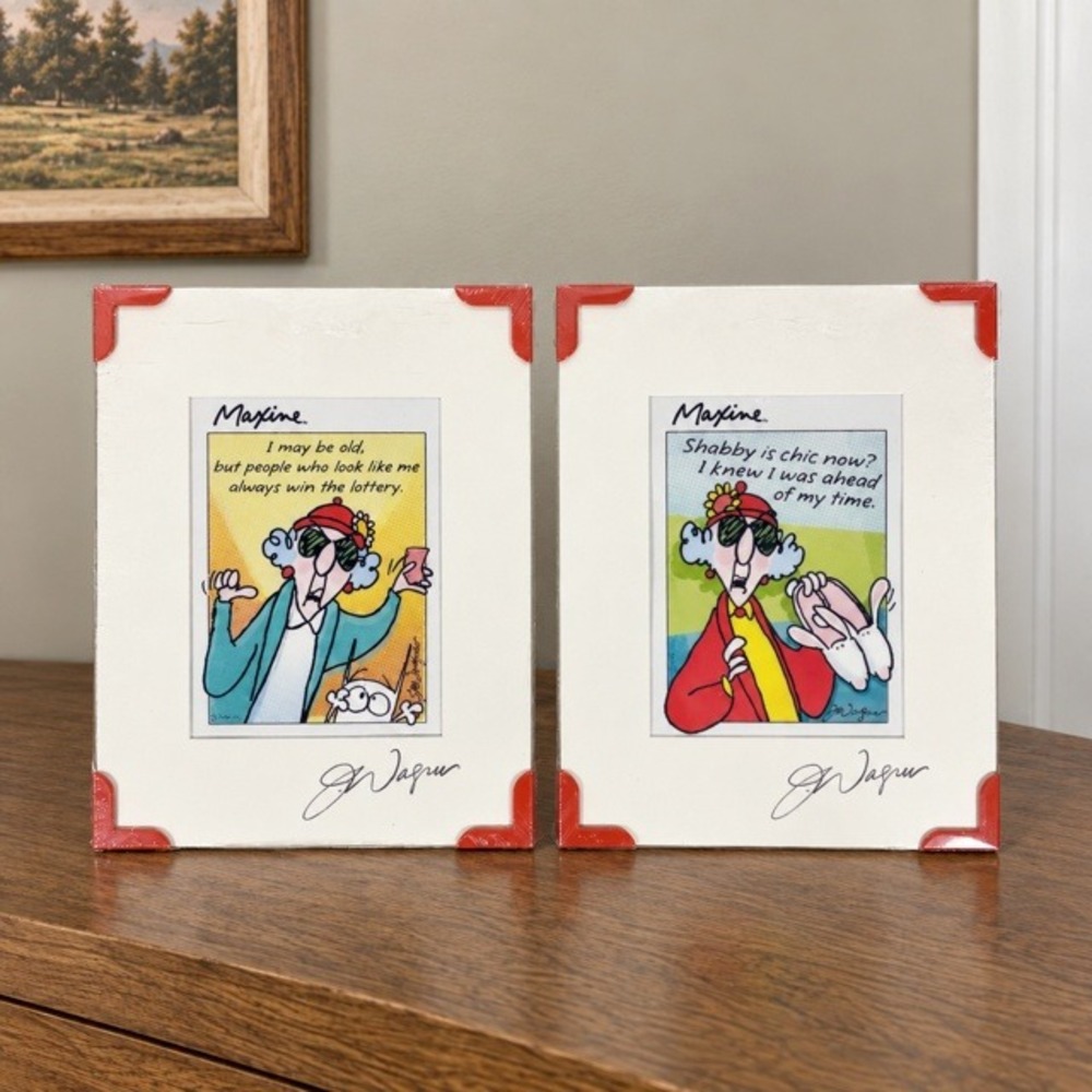 Hallmark Maxine Framed Prints Lot of 2 John Wagner Signed Sealed 9x7